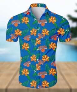 Nba New York Knicks Orange Blue Tropical Flowers Trendy Hawaiian Shirt Aloha Shirt