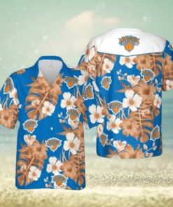 Nba New York Knicks White Orange Tropical Flowers Trendy Hawaiian Shirt V2 Aloha Shirt