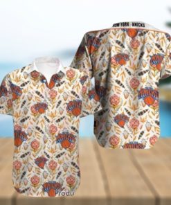 Nba New York Knicks White Orange Tropical Flowers Vintage Trendy Hawaiian Shirt Aloha Shirt