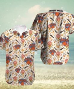 Nba New York Knicks White Orange Tropical Flowers Vintage Trendy Hawaiian Shirt Aloha Shirt