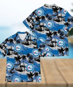 Nba Philadelphia 76Ers Palm Trees And Car Pattern Trendy Hawaiian Shirt Aloha Shirt