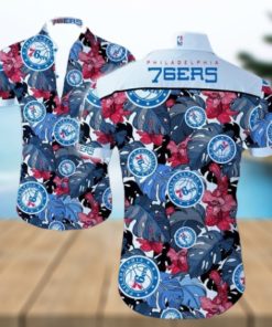 Nba Philadelphia 76Ers Tropical Flowers Trendy Hawaiian Shirt V3 Aloha Shirt