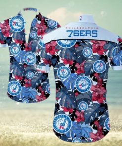 Nba Philadelphia 76Ers Tropical Flowers Trendy Hawaiian Shirt V3 Aloha Shirt