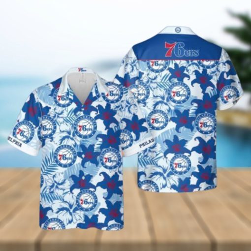 Nba Philadelphia 76Ers Tropical Lily Flowers Trendy Hawaiian Shirt V2 Aloha Shirt