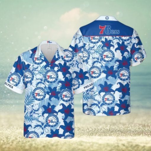 Nba Philadelphia 76Ers Tropical Lily Flowers Trendy Hawaiian Shirt V2 Aloha Shirt