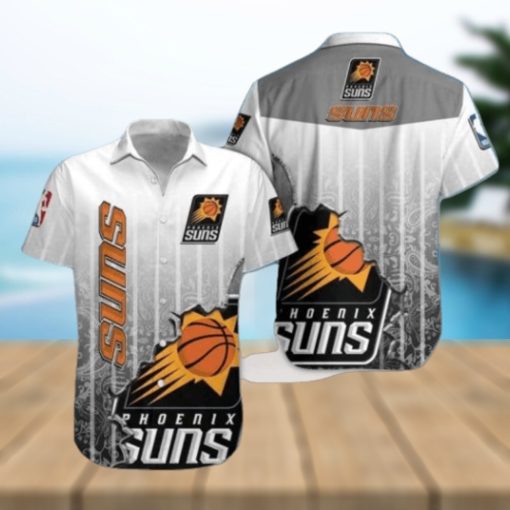 Nba Phoenix Suns Gray Black Scratch Trendy Hawaiian Shirt Aloha Shirt