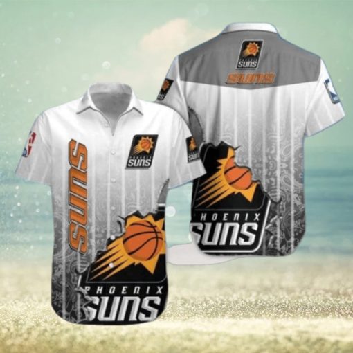 Nba Phoenix Suns Gray Black Scratch Trendy Hawaiian Shirt Aloha Shirt