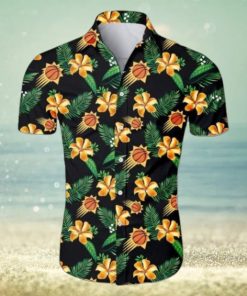 Nba Phoenix Suns Orange Hibiscus Flowers Green Leaves Trendy Hawaiian Shirt Aloha Shirt