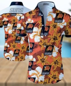 Nba Phoenix Suns Yellow Orange Hibiscus Flowers Trendy Hawaiian Shirt Aloha Shirt