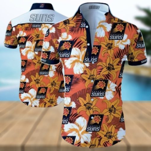 Nba Phoenix Suns Yellow Orange Hibiscus Flowers Trendy Hawaiian Shirt Aloha Shirt