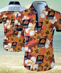 Nba Phoenix Suns Yellow Orange Hibiscus Flowers Trendy Hawaiian Shirt Aloha Shirt