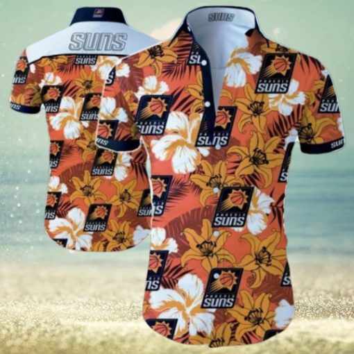 Nba Phoenix Suns Yellow Orange Hibiscus Flowers Trendy Hawaiian Shirt Aloha Shirt