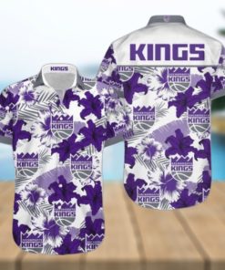 Nba Sacramento Kings Purple Tropical Flowers Trendy Hawaiian Shirt V3 Aloha Shirt