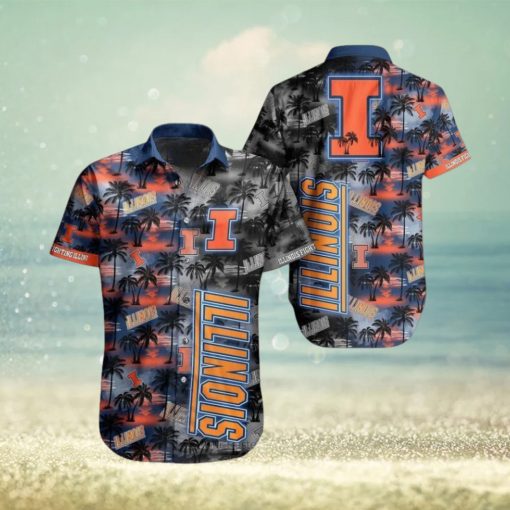 Ncaa Illinois Fighting Illini Coconut Trees Trendy Hawaiian Shirt Aloha Shirt