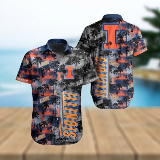 Ncaa Illinois Fighting Illini Coconut Trees Trendy Hawaiian Shirt Aloha Shirt