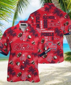 Ncaa Ole Miss Rebels Coconuts Red Hawaiian Shirt Aloha Casual Shirt For Men And Women