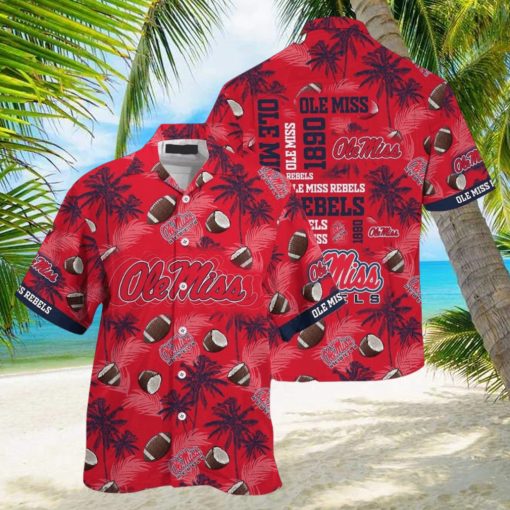 Ncaa Ole Miss Rebels Coconuts Red Hawaiian Shirt Aloha Casual Shirt For Men And Women