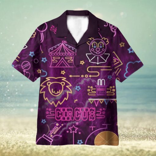 Neon Circus Funny Button’s Up Shirts 3D Hawaiian Shirt Summer Vaction Gift