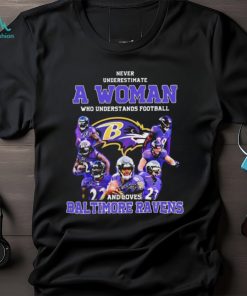 Never Underestimate A Woman Who Loves Baltimore Ravens Shirt, hoodie, sweater, long sleeve and tank top Never Underestimate A Woman Who Loves Baltimore Ravens Shirt