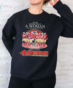 Never Underestimate A Woman Who Understands Football And Loves San Francisco 49ers 2023 2024 NFC Championship Signatures Shirt
