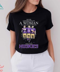 Never Underestimate A Woman Who Understands Football And Loves Washington Huskies Odunze Penix Jr and Johnson Signatures Shirt
