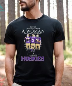 Never Underestimate A Woman Who Understands Football And Loves Washington Huskies Odunze Penix Jr and Johnson Signatures Shirt