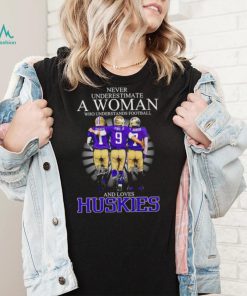 Never Underestimate A Woman Who Understands Football And Loves Washington Huskies Rome Odunze Michael Penix Jr And Dillon Johnson Signatures T Shirt