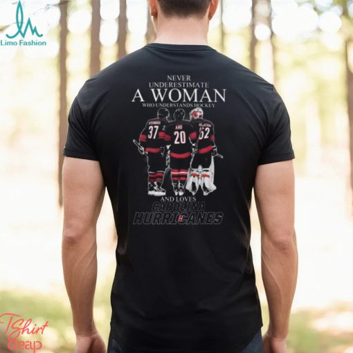 Never Underestimate A Woman Who Understands Hockey And Loves Carolina Hurricanes Shirt