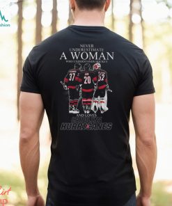 Never Underestimate A Woman Who Understands Hockey And Loves Carolina Hurricanes Signatures Shirt