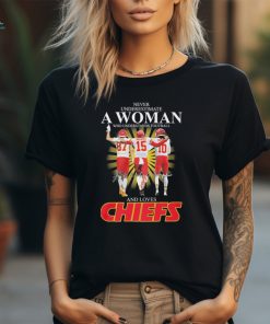 Never underestimate a Woman who understands football and loves Chiefs Kelce Mahomes and Pacheco signatures shirt