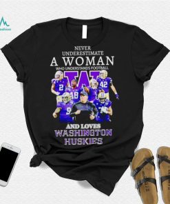Never underestimate a woman who understands football and loves Washington Huskies shirt