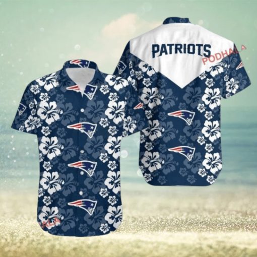 New England Patriots Flowers Hawaiian Shirt, Summer NE Patriots Clothing