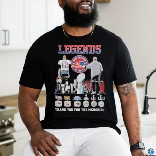 New England Patriots Tom Brady and Bill Belichick Legend Thank You For The Memories 2024 Signatures Shirt