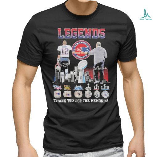 New England Patriots Tom Brady and Bill Belichick Legend Thank You For The Memories 2024 Signatures Shirt