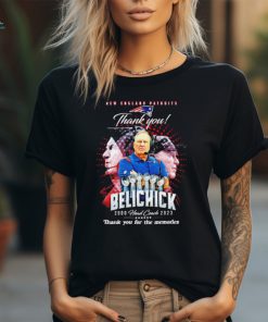 New Englend Patroits thank you Bill Belichick head coach 2000 2023 thank you for the memories portrait shirt, hoodie, sweater, long sleeve and tank top New Englend Patroits thank you Bill Belichick head coach 2000 2023 thank you for the memories portrait shirt