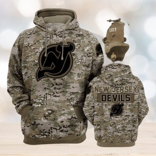 New Jersey Devils Camouflage Veteran Cotton Awesome 3D Hoodie