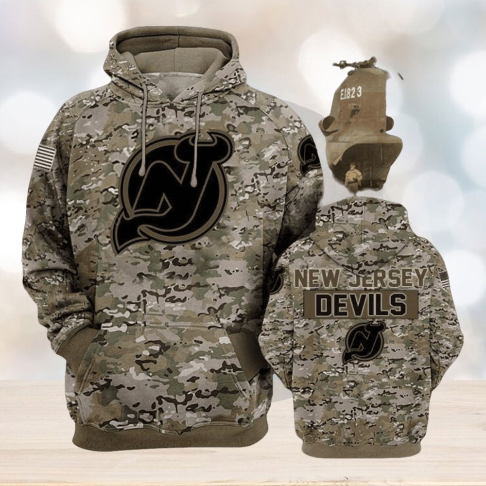 New Jersey Devils Camouflage Veteran Cotton Awesome 3D Hoodie New Jersey Devils Camouflage Veteran Cotton Awesome 3D Hoodie