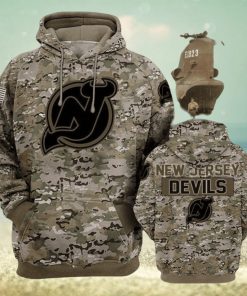 New Jersey Devils Camouflage Veteran Cotton Awesome 3D Hoodie