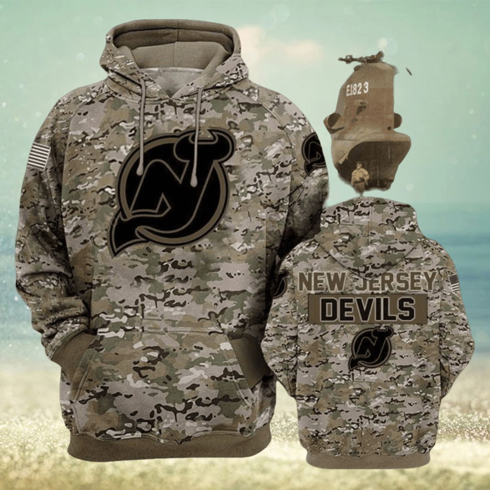 New Jersey Devils Camouflage Veteran Cotton Awesome 3D Hoodie New Jersey Devils Camouflage Veteran Cotton Awesome 3D Hoodie