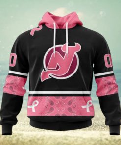 New Jersey Devils Hoodie Specialized Design In Classic Style With Paisley! WE WEAR PINK BREAST CANCER Hoodie