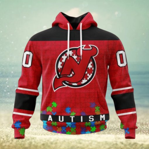 New Jersey Devils Hoodie Specialized Unisex Kits Hockey Fights Against Autism Hoodie