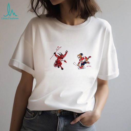 New Jersey Devils VS Florida Panthers NHL 2024 mascot cartoon hockey shirt