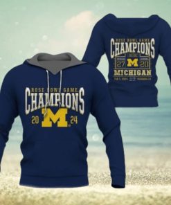 New Michigan Wolverines College Football Playoff 2024 Rose Bowl Champions Hoodie