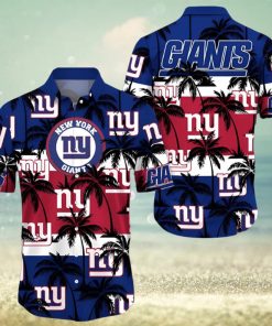 New York Giants Palm Tree Pattern Hawaiian Shirt