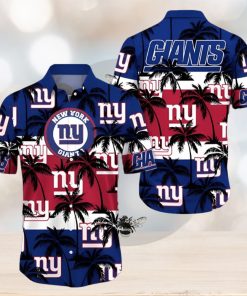 New York Giants Palm Tree Pattern Hawaiian Shirt