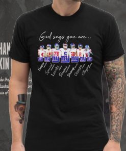 New York Giants god says you are unique special lovely precious strong chosen forgiven shirt