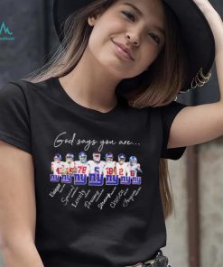 New York Giants god says you are unique special lovely precious strong chosen forgiven shirt