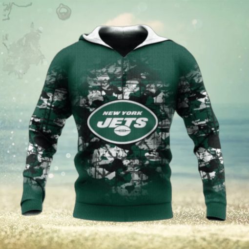 New York Jets Camouflage Vintage NFL Hoodie 3D