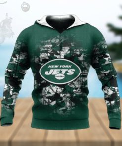 New York Jets Camouflage Vintage NFL Hoodie 3D