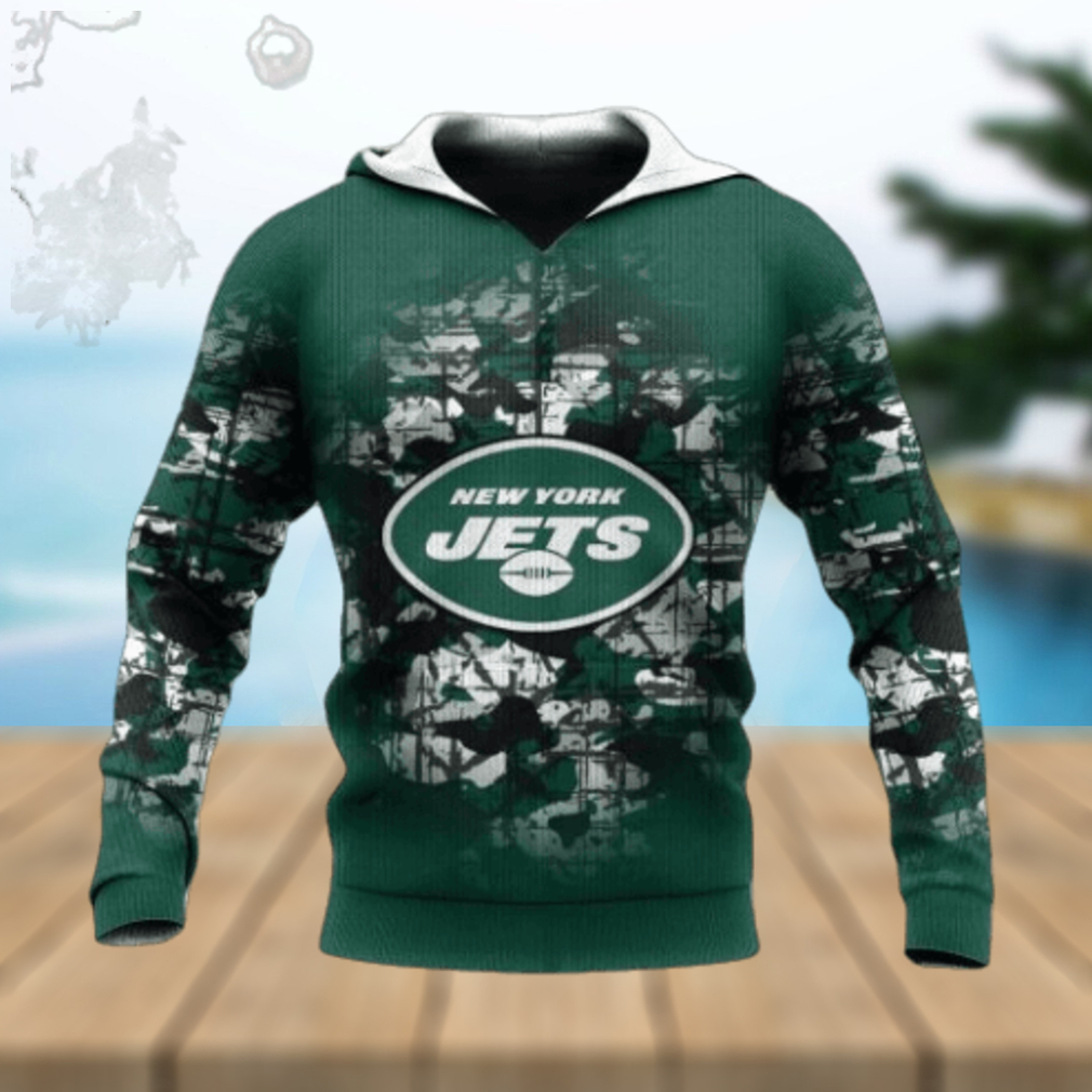New York Jets Camouflage Vintage NFL Hoodie 3D New York Jets Camouflage Vintage NFL Hoodie 3D